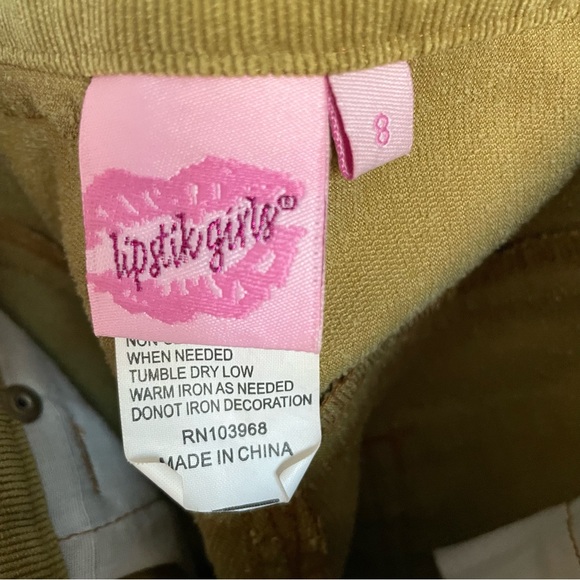 Lipstikgirls Corduroy Lime Green floral Embroidered Pants size 8 - Picture 5 of 10